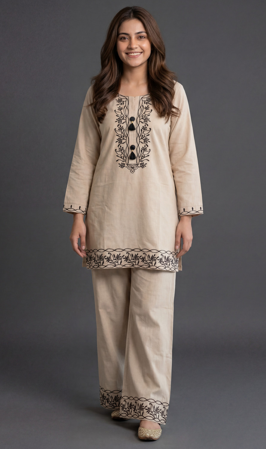 Image of EDLEY ALLAN Women Embroidered Straight Kurta