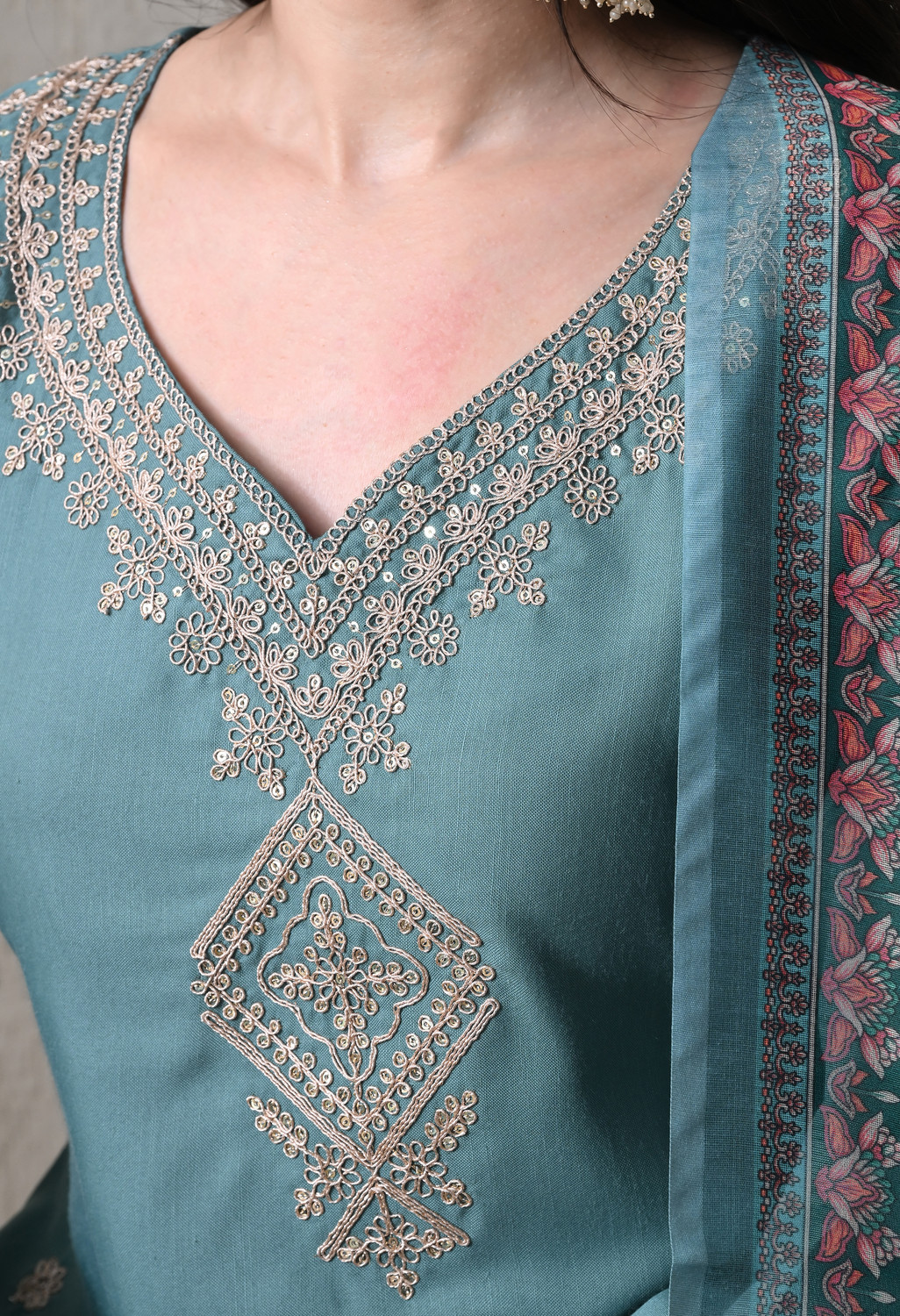 Image of aurbhi Women Cotton Rayon Kurti Pant Dupatta Set