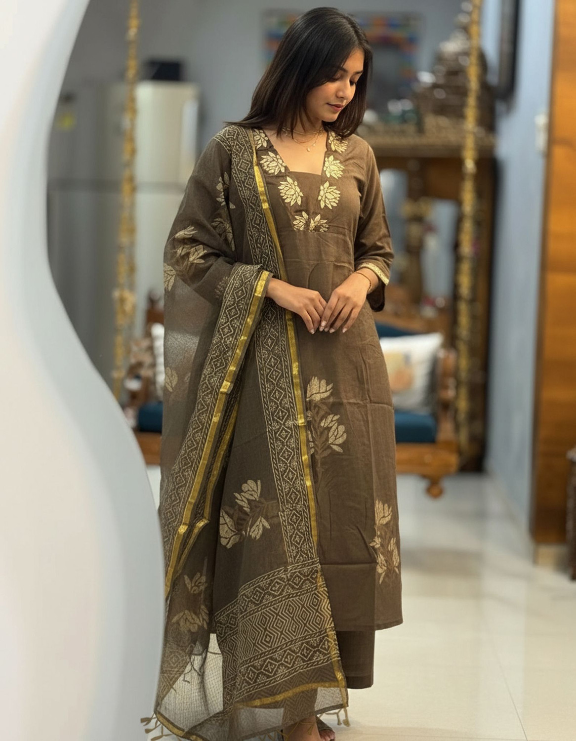 Image of Divastri Women Kurti Palazzo Dupatta Set