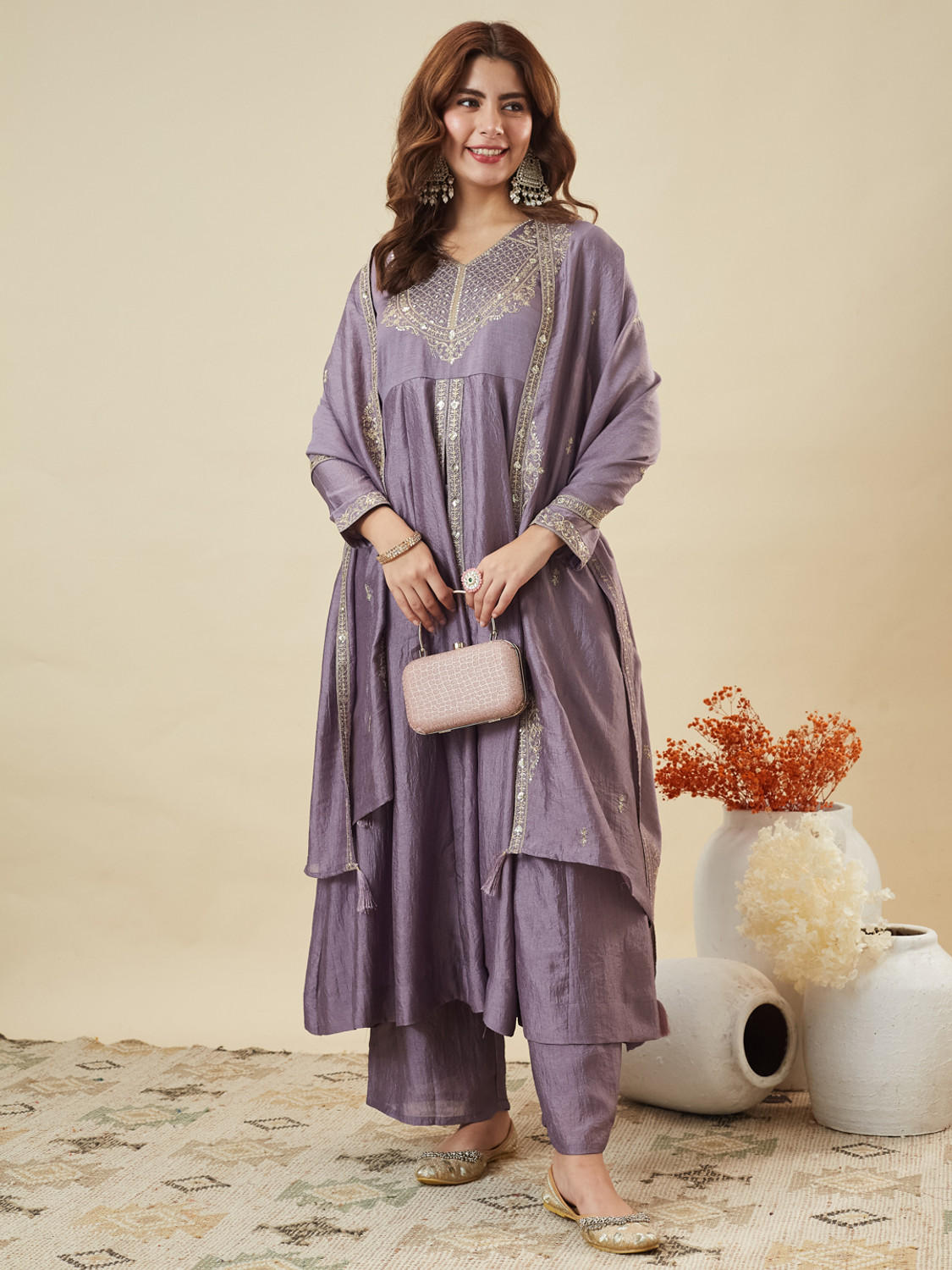 Colors of Earth Women Kurta Pant Dupatta Set
