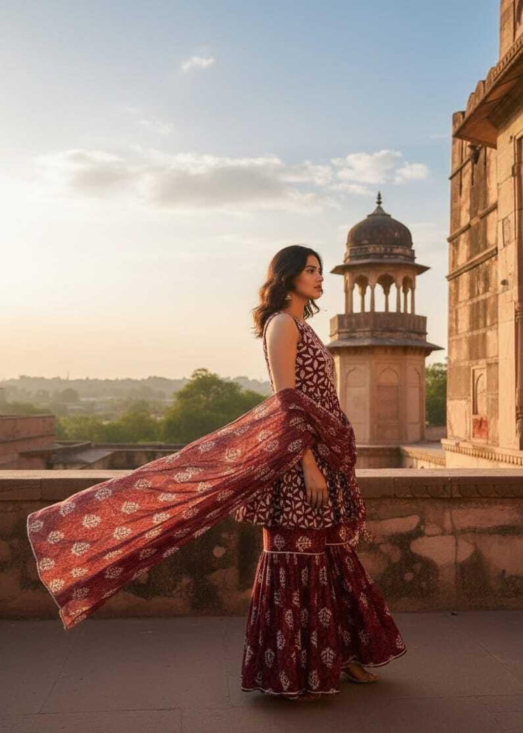 Image of GAAISH Women Kurti Sharara Dupatta Set