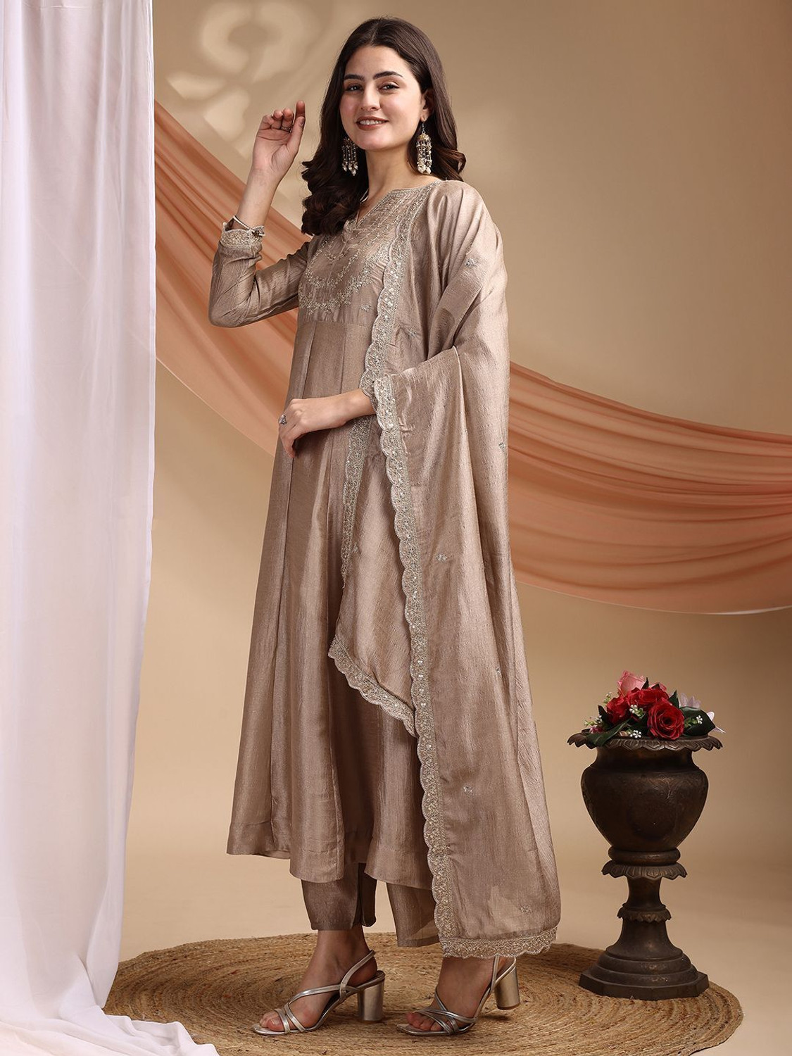 Image of dharmkunj Women Kurta Pant Dupatta Set