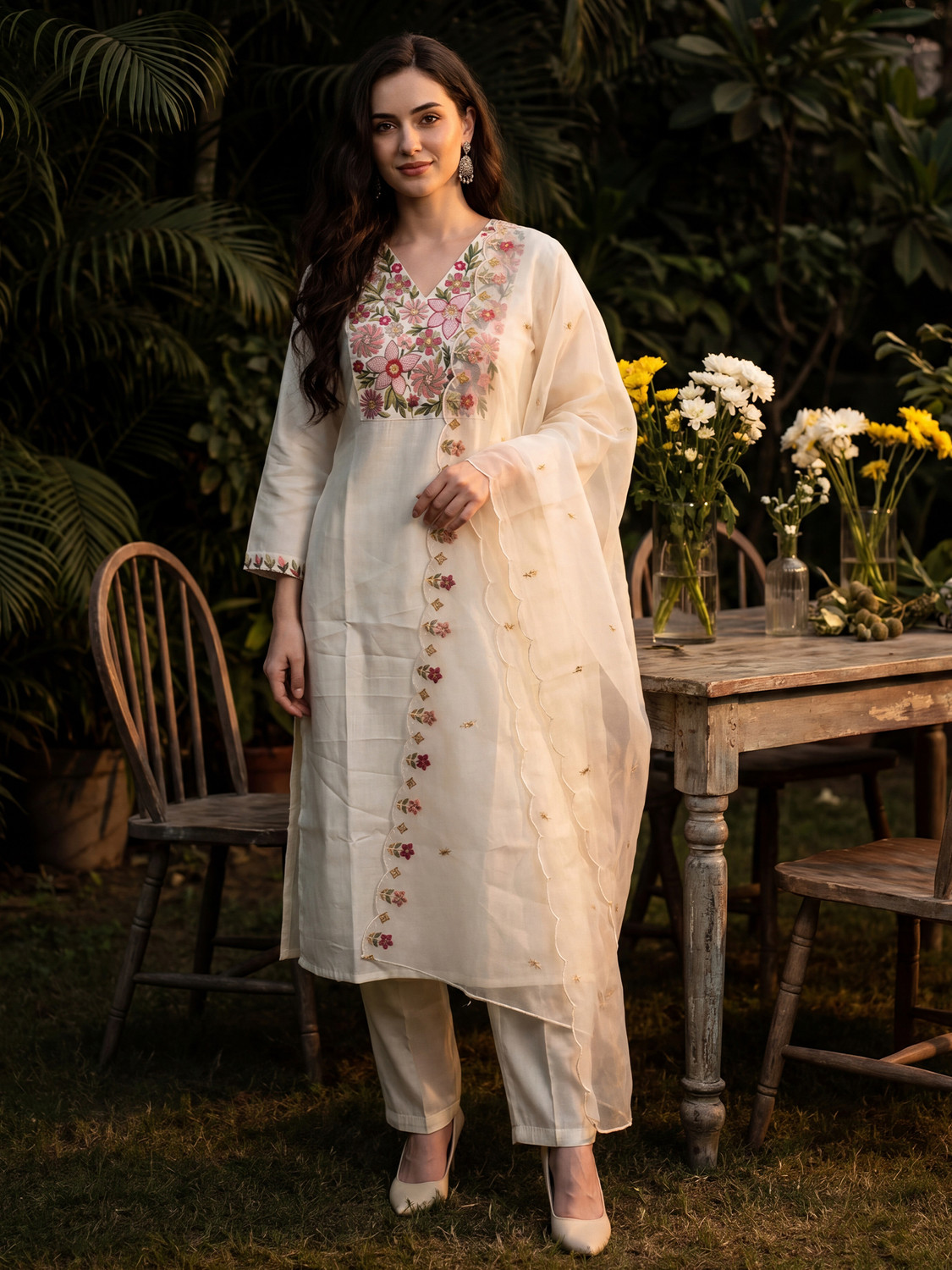Image of Indo Era Women Kurta Pant Dupatta Set