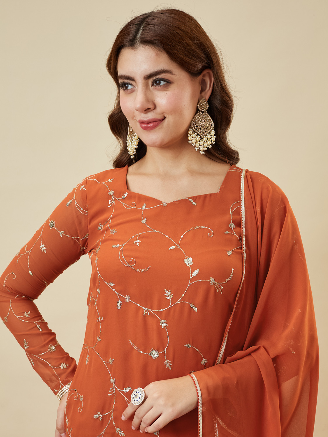 Image of MOKOSH Women Kurti Palazzo Dupatta Set