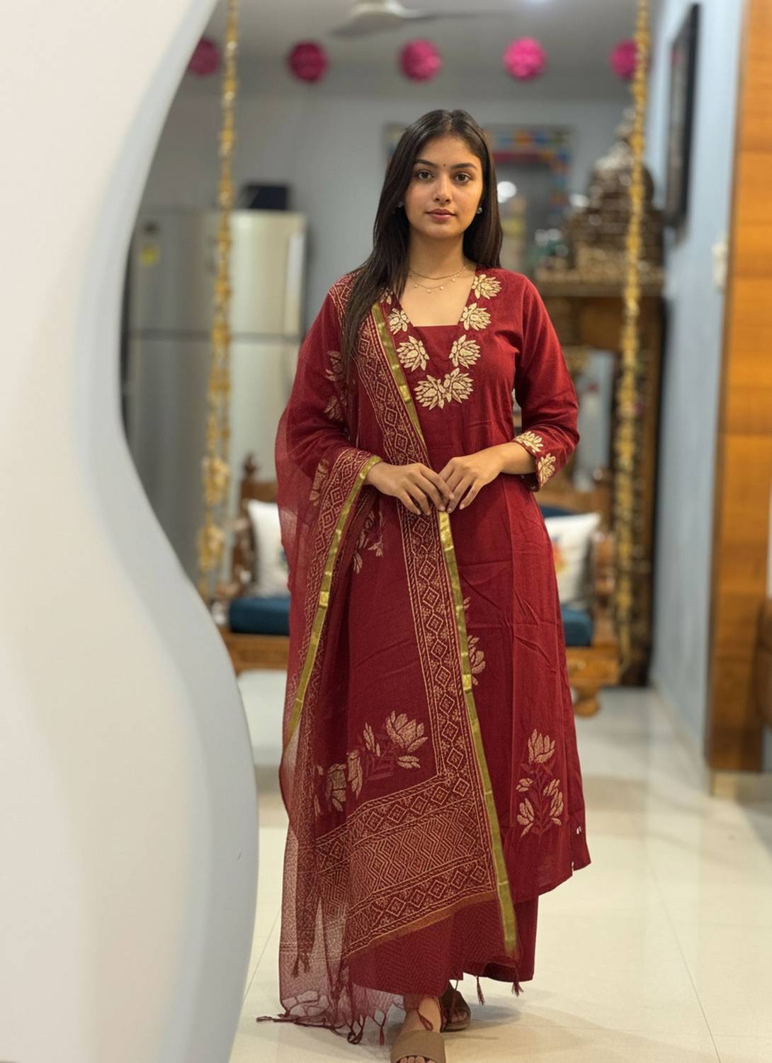 SZN Women Kurti Palazzo Dupatta Set