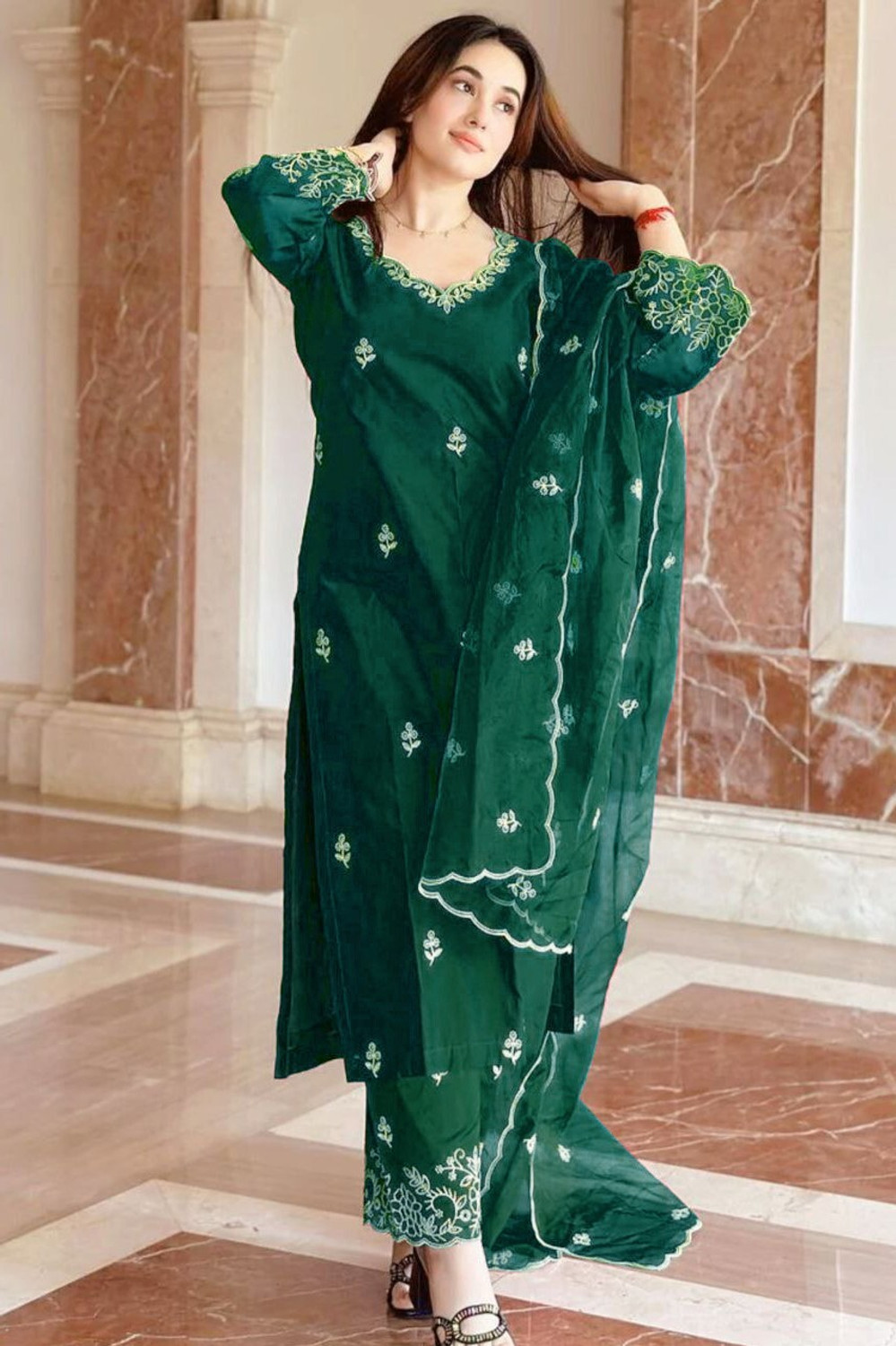 Image of fashionhyp Women Kurta Pant Dupatta Set