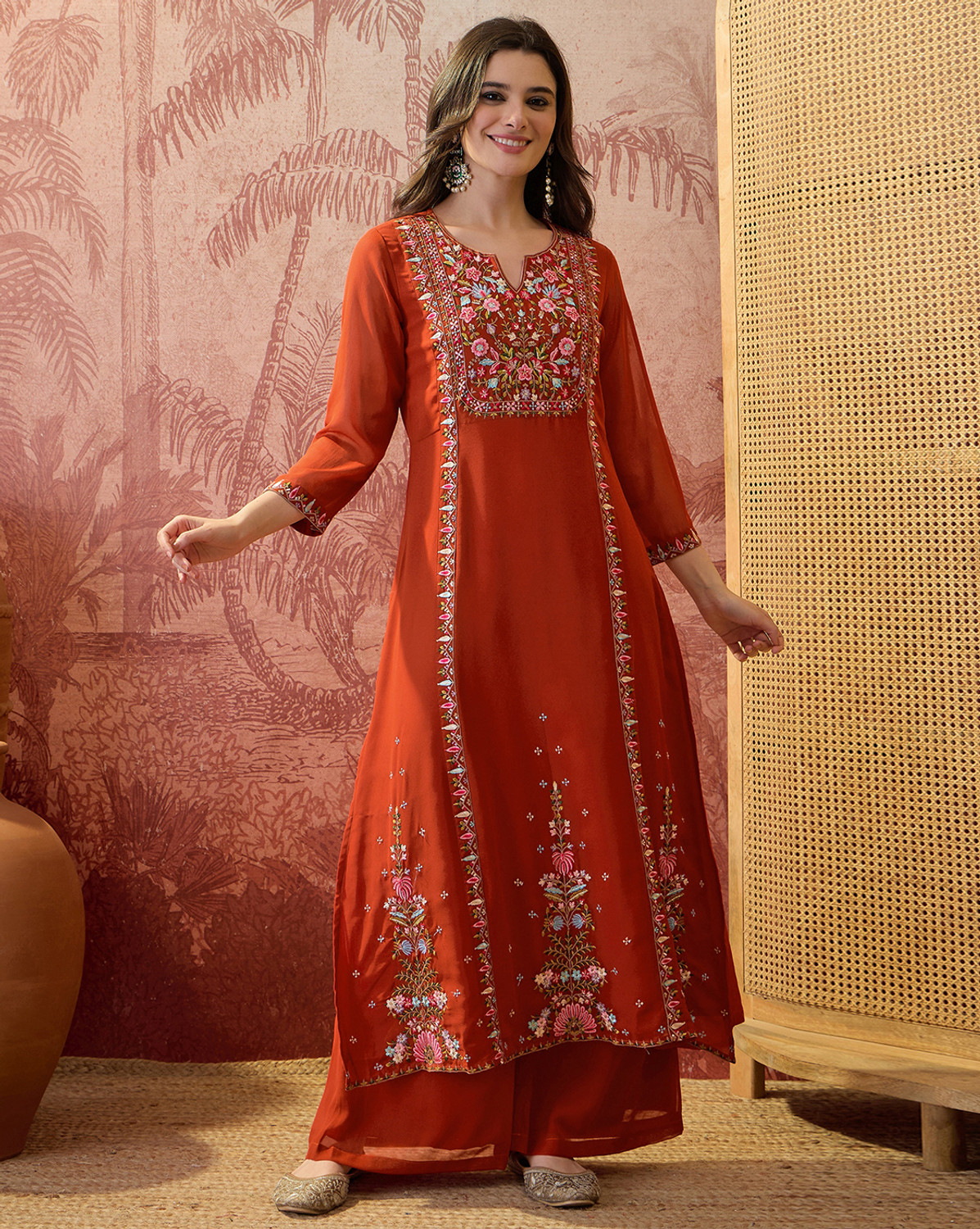 Image of Sangria Women Kurta Palazzo Set