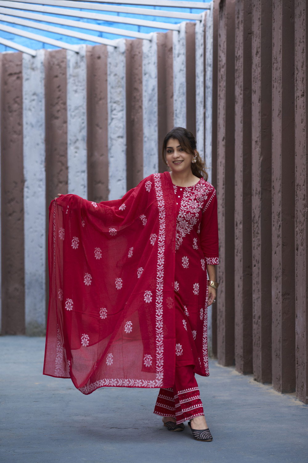 Image of IKRASS Women Kurta Palazzo Dupatta Set