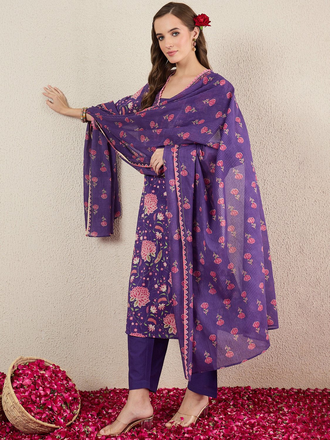 Image of Indo Era Women Kurta Pant Dupatta Set