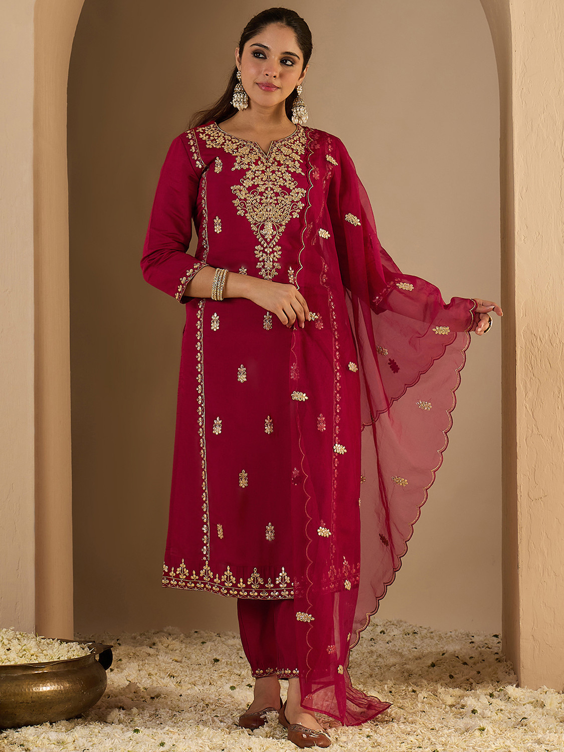 Image of Indo Era Women Kurta Pant Dupatta Set