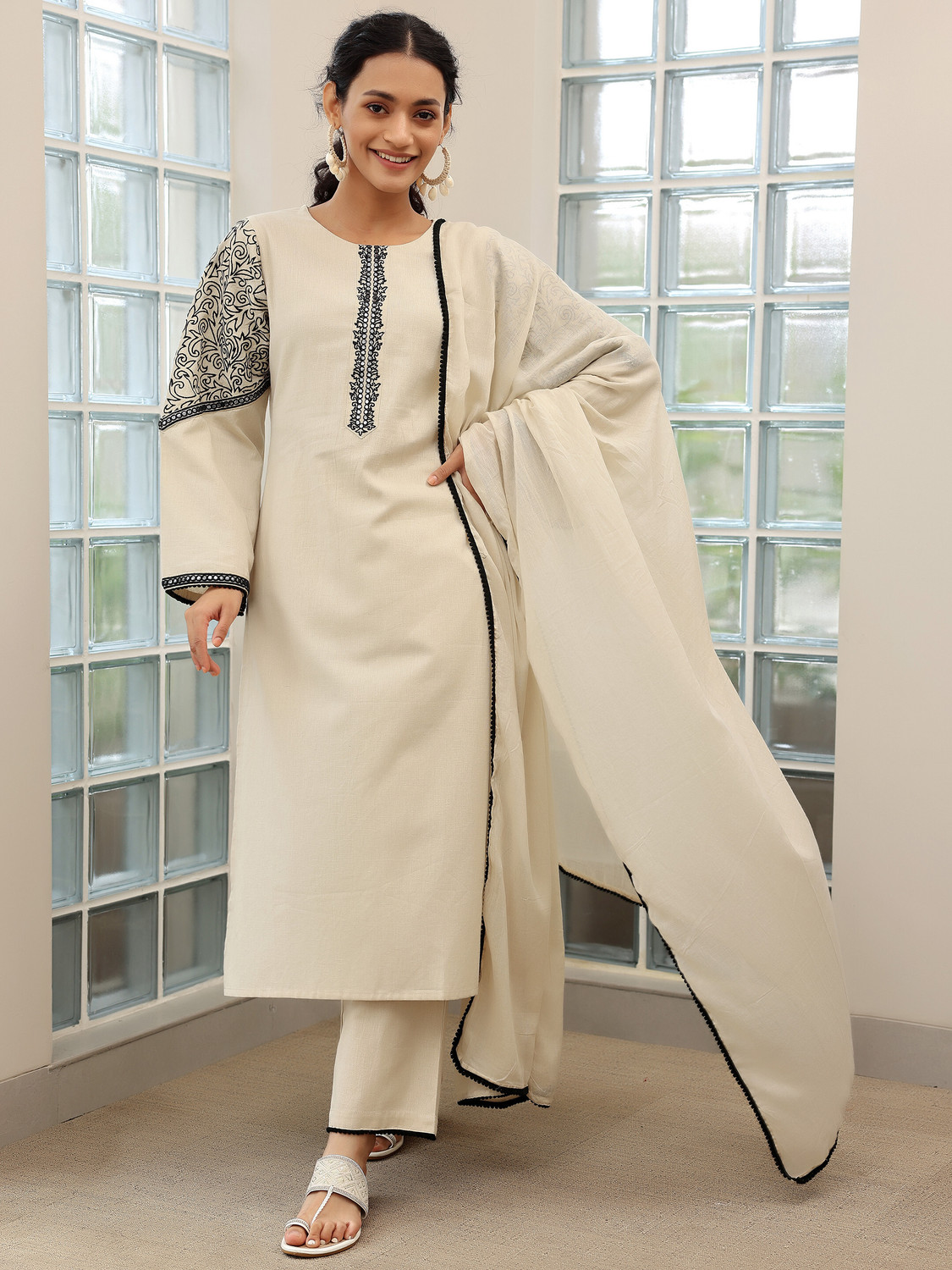 Image of LIBAS Women Kurta Palazzo Dupatta Set