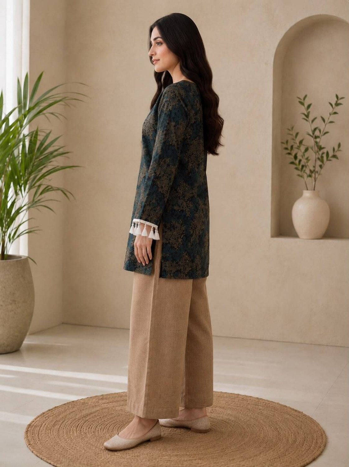 Image of SARIM TEXTILE Women Kurti Palazzo Set