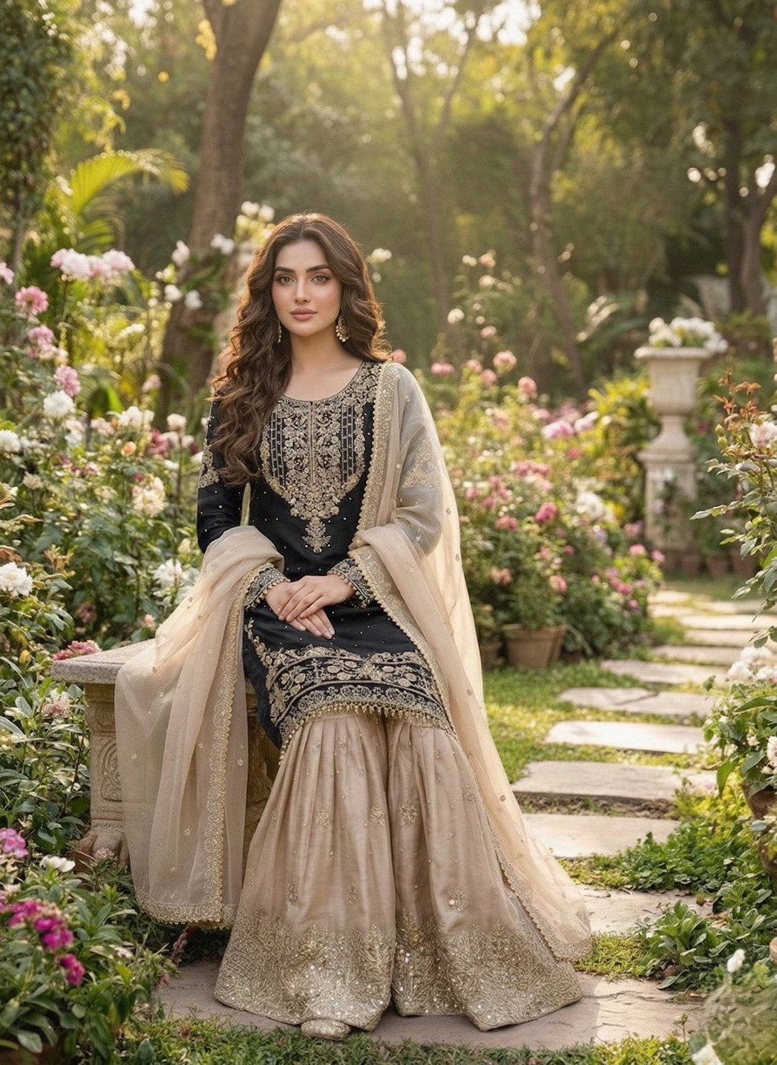 Image of DEETIBOUTIQUE Women Kurta Sharara Dupatta Set