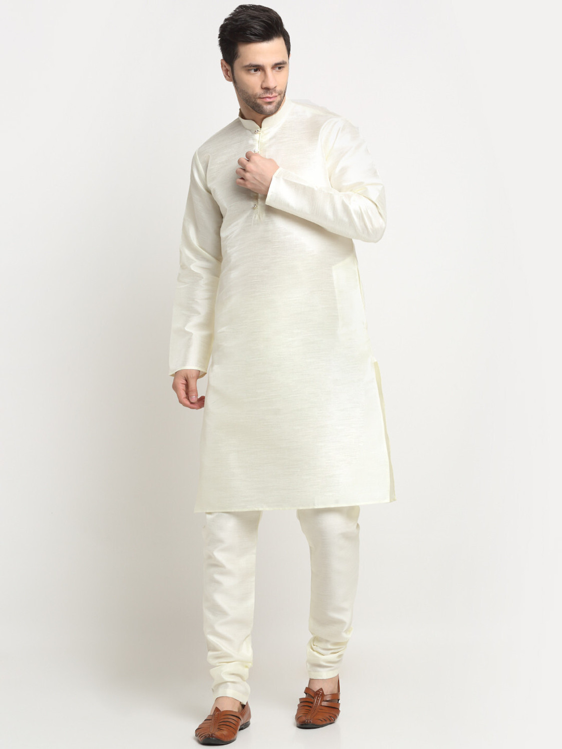 Image of kraft india Men Kurta Pyjama Ethnic Jacket Set