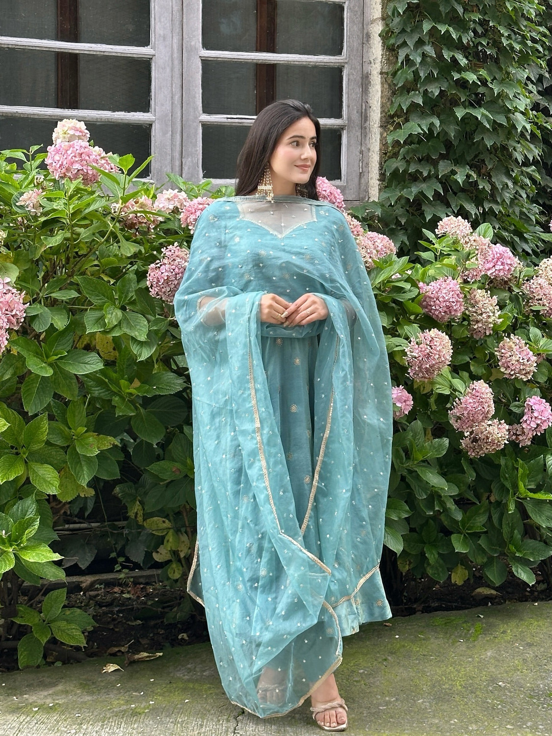 Image of Divastri Embroidered Anarkali Kurta, Bottom & Dupatta Set