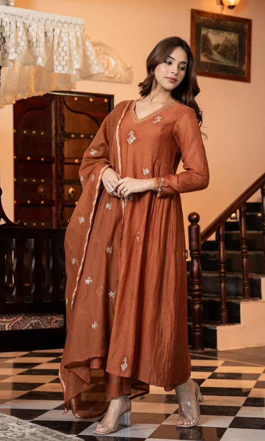 Image of Nermosa Women Kurta Pant Dupatta Set