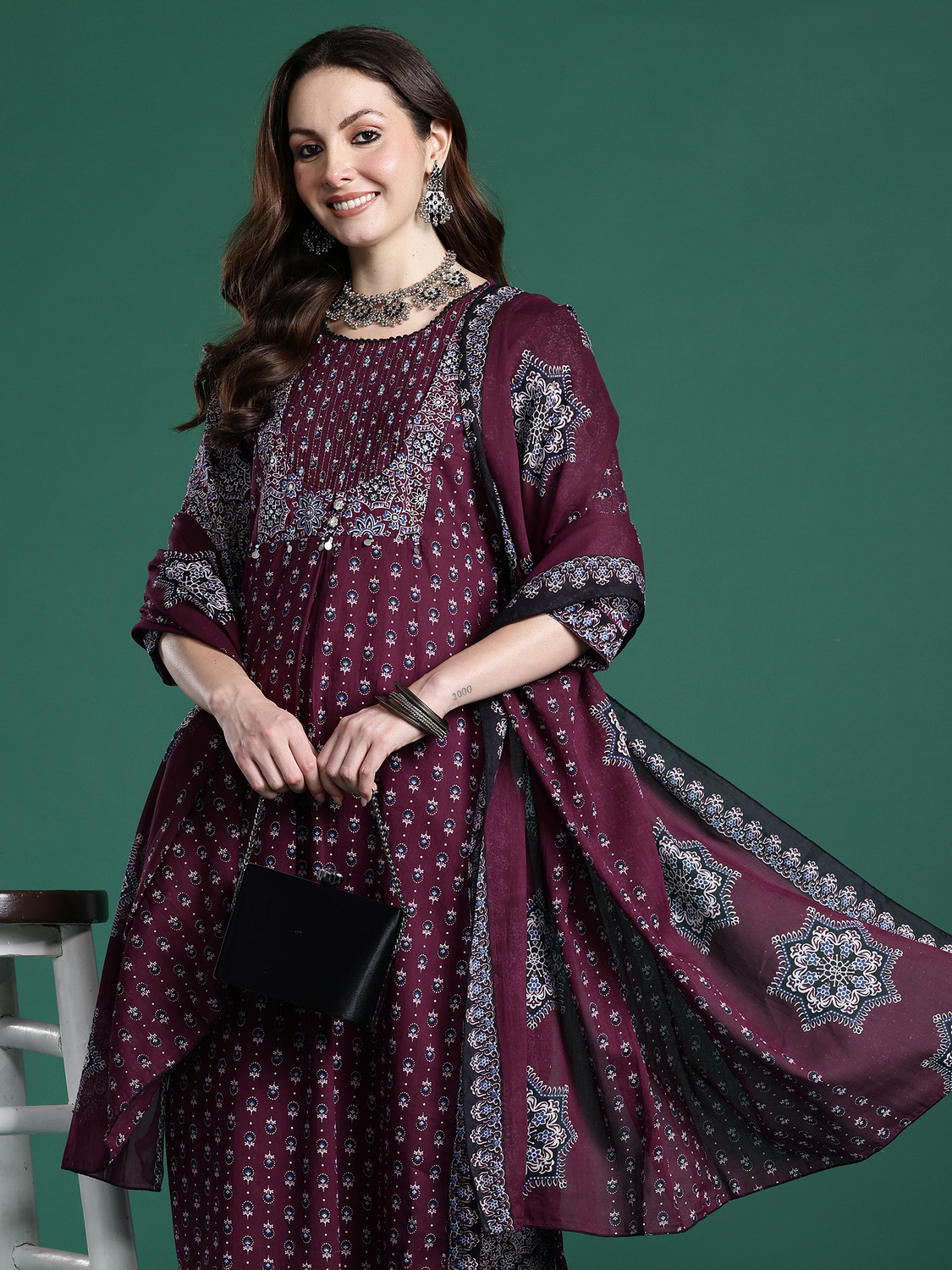 Image of Indo Era Women Kurta Pant Dupatta Set