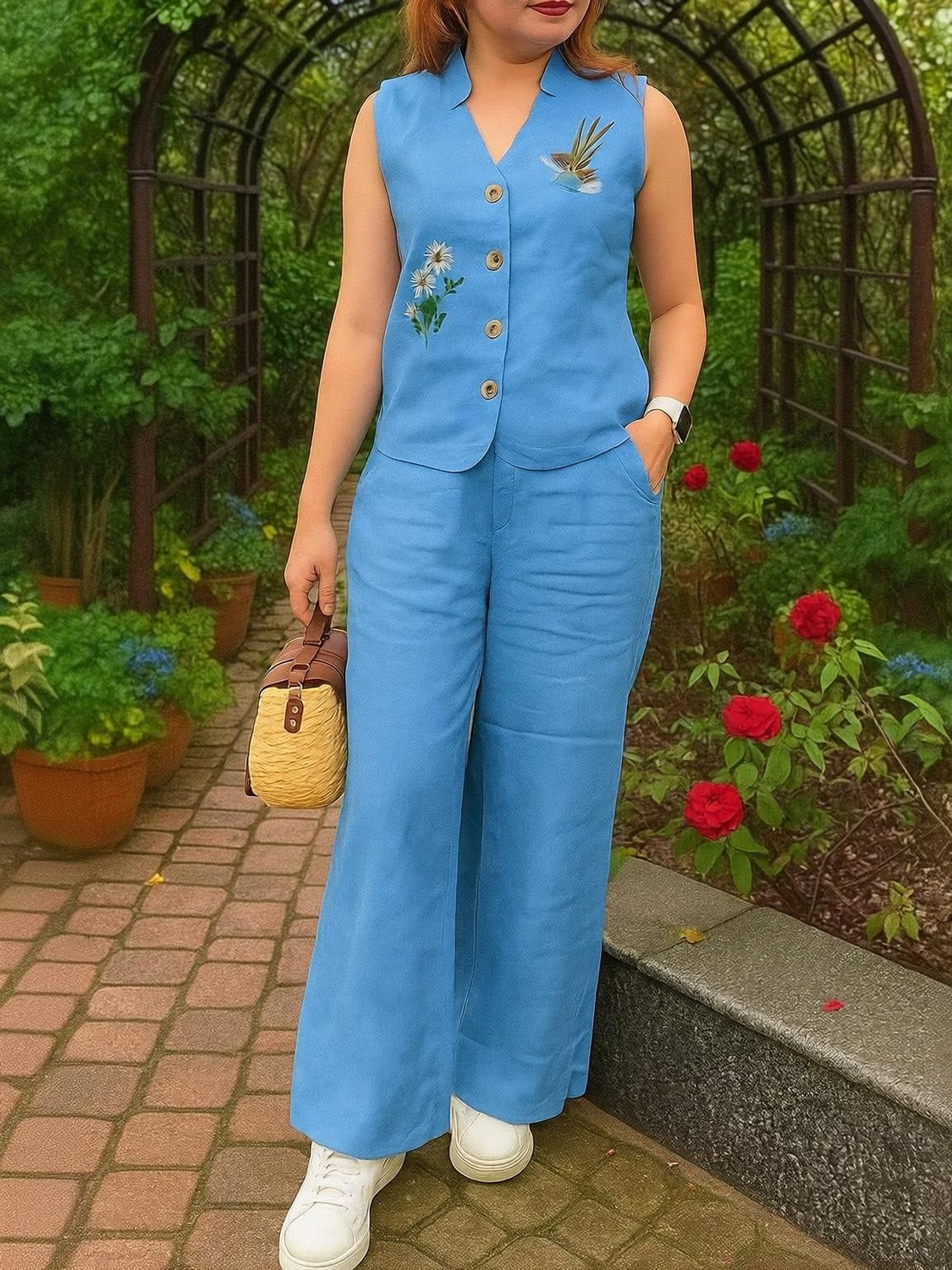 Image of OMJI Women Ethnic Top Palazzo Set