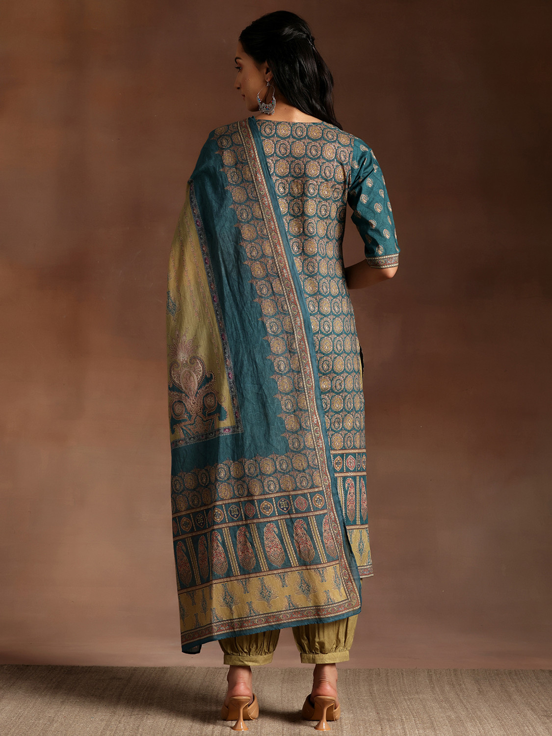 Image of LIBAS Women Cotton Blend Kurta Salwar Dupatta Set