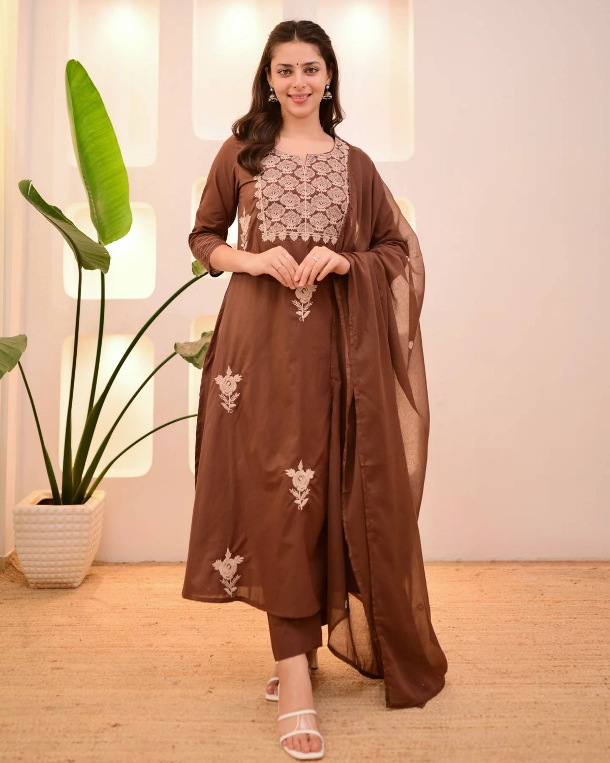 Image of PILUDI Embroidered Kurta, Trouser /Pant & Dupatta Set