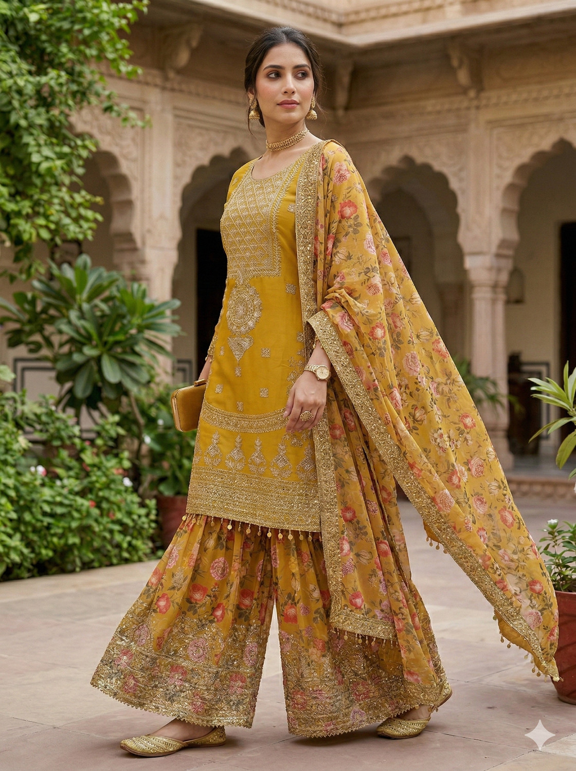 Image of Arriva Feb Women Kurta Sharara Dupatta Set