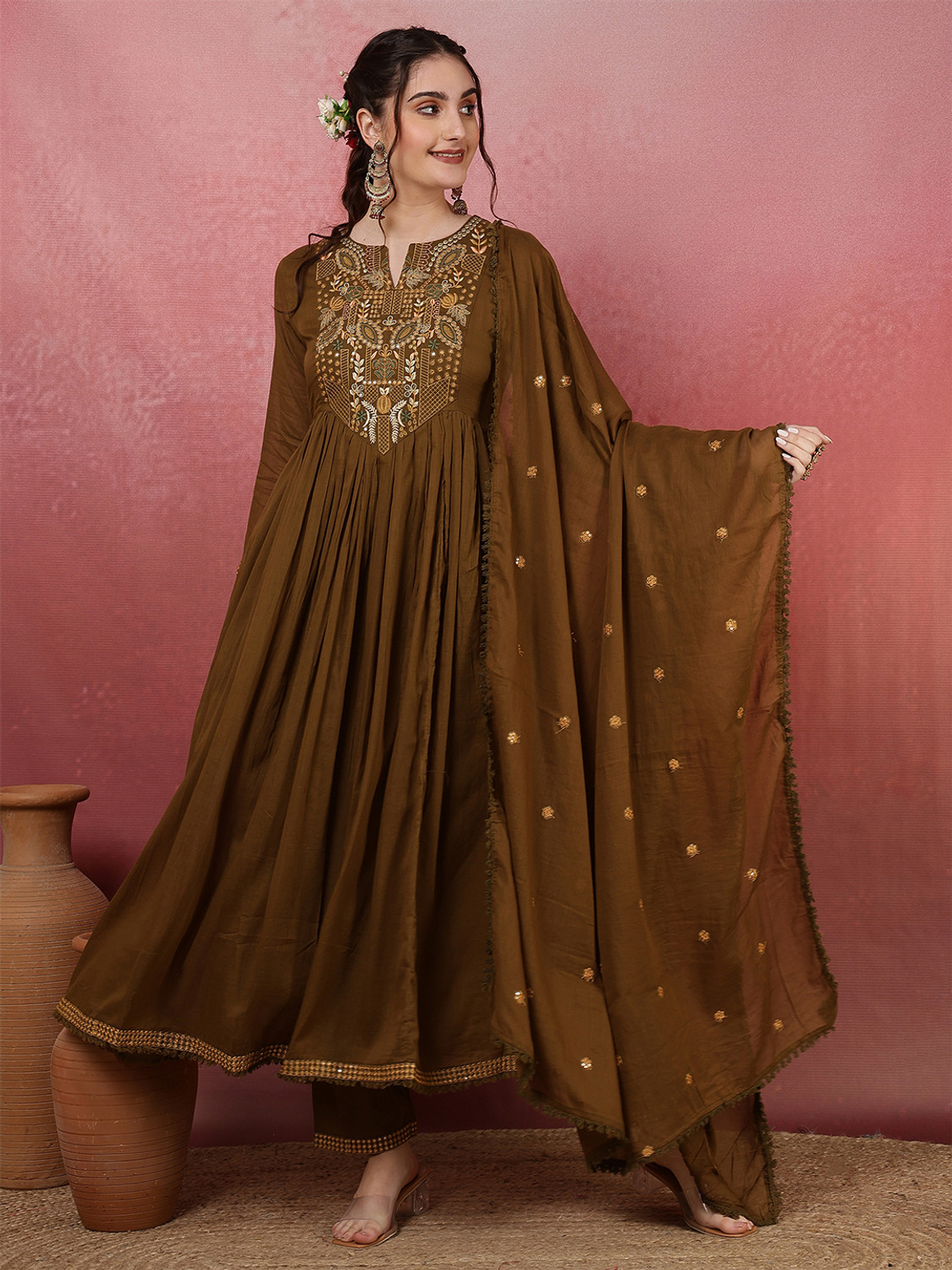 Image of Nishabd Women Kurta Palazzo Dupatta Set