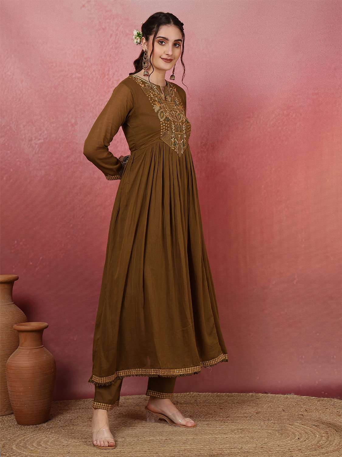 Image of Nishabd Women Kurta Palazzo Dupatta Set