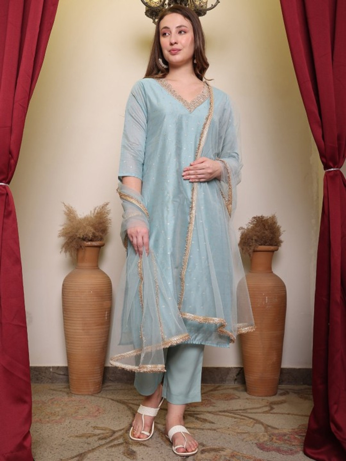 Image of Keshia Women Kurta Pant Dupatta Set