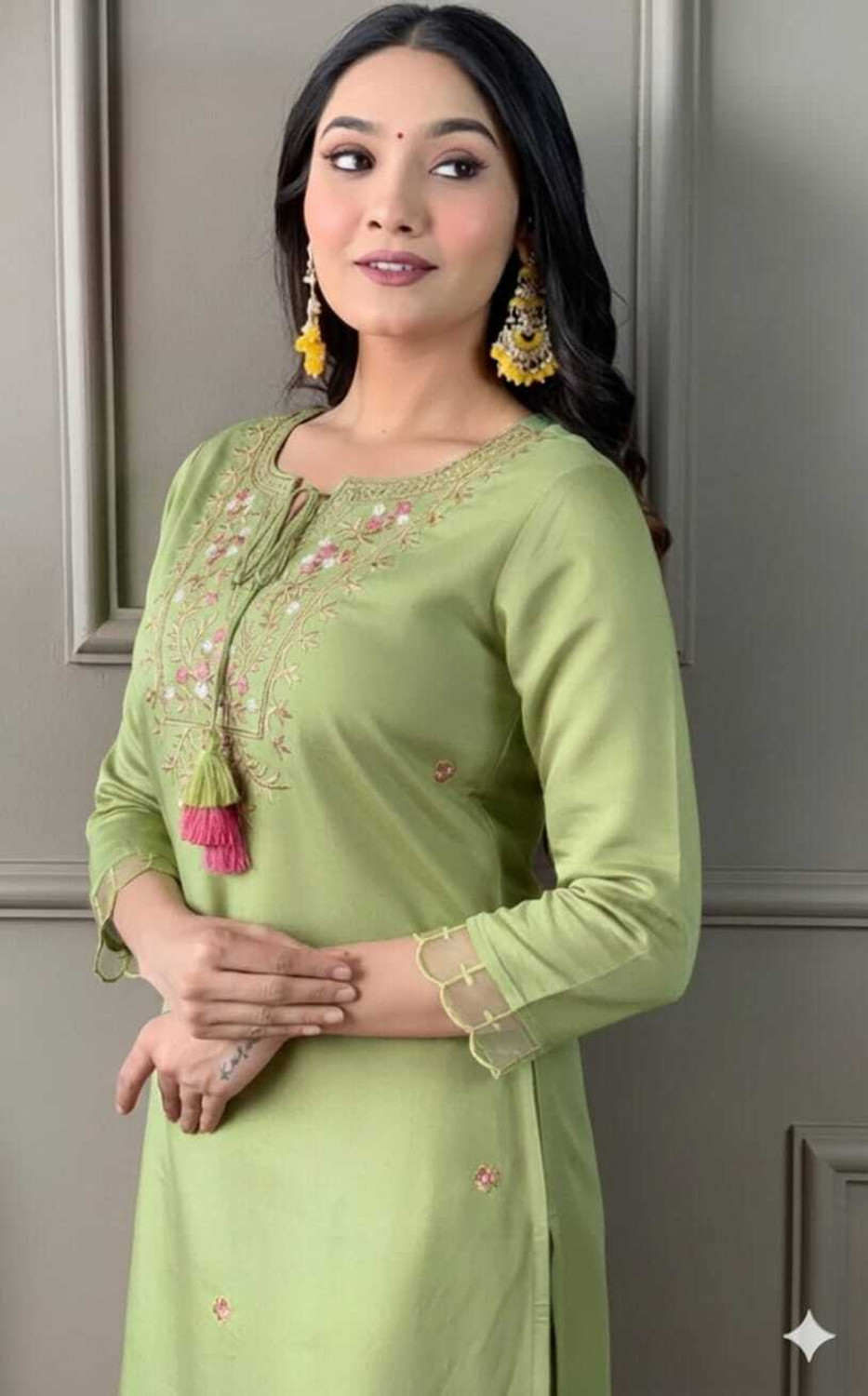 Image of ARHAMSILKMILLS Solid Kurta, Trouser /Pant & Dupatta Set