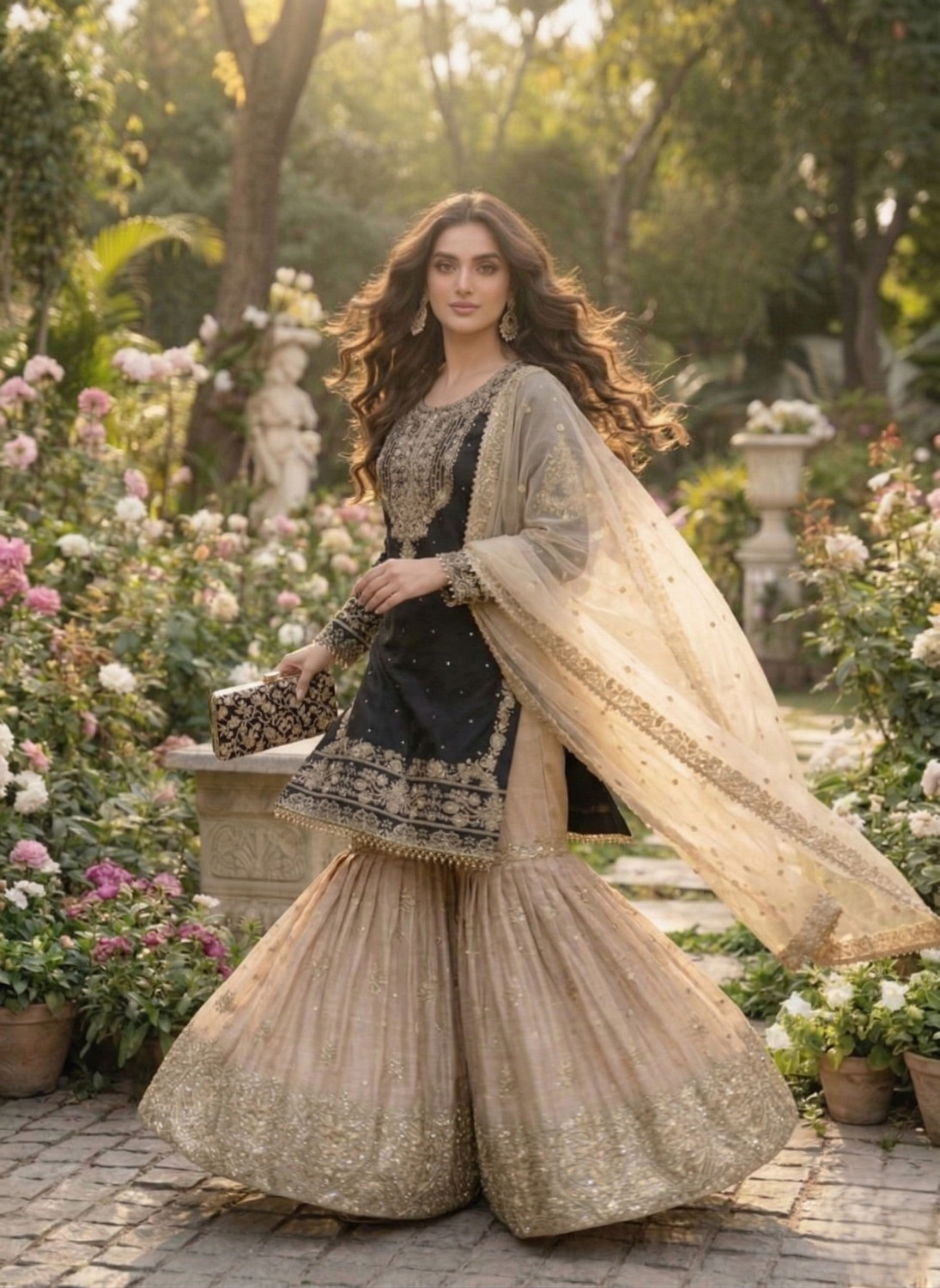 Image of DEETIBOUTIQUE Women Kurta Sharara Dupatta Set