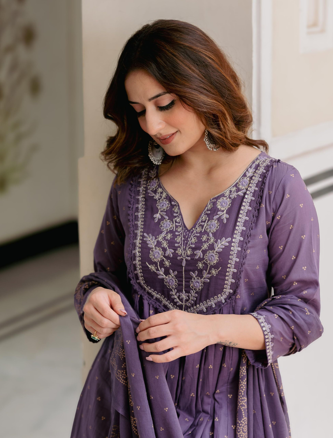 Image of Arayna Women Kurta Palazzo Dupatta Set