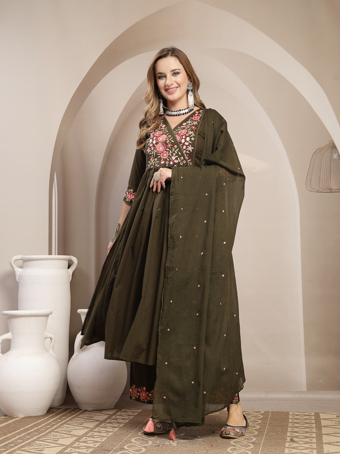 Image of KIMAYRA Women Kurta Palazzo Dupatta Set