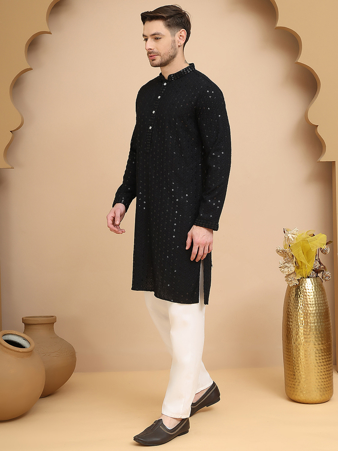 Image of Jompers Men Pure Cotton Kurta Pyjama Set
