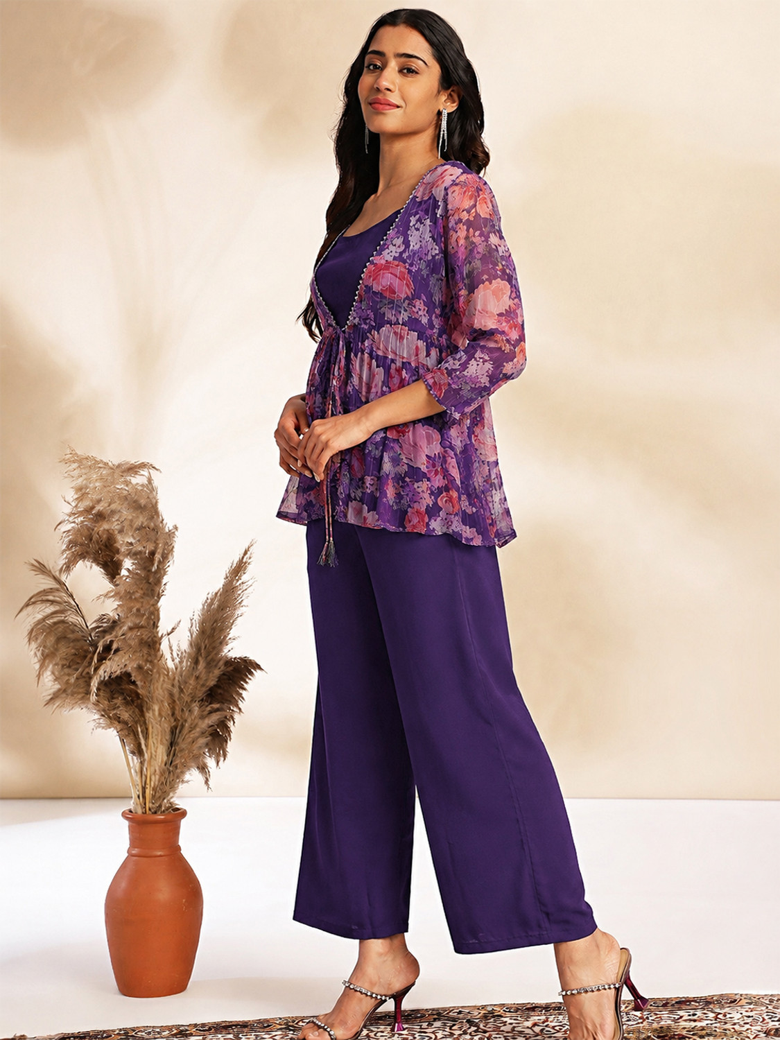 Image of Janasya Top Pant Co-ords Set with Jacket