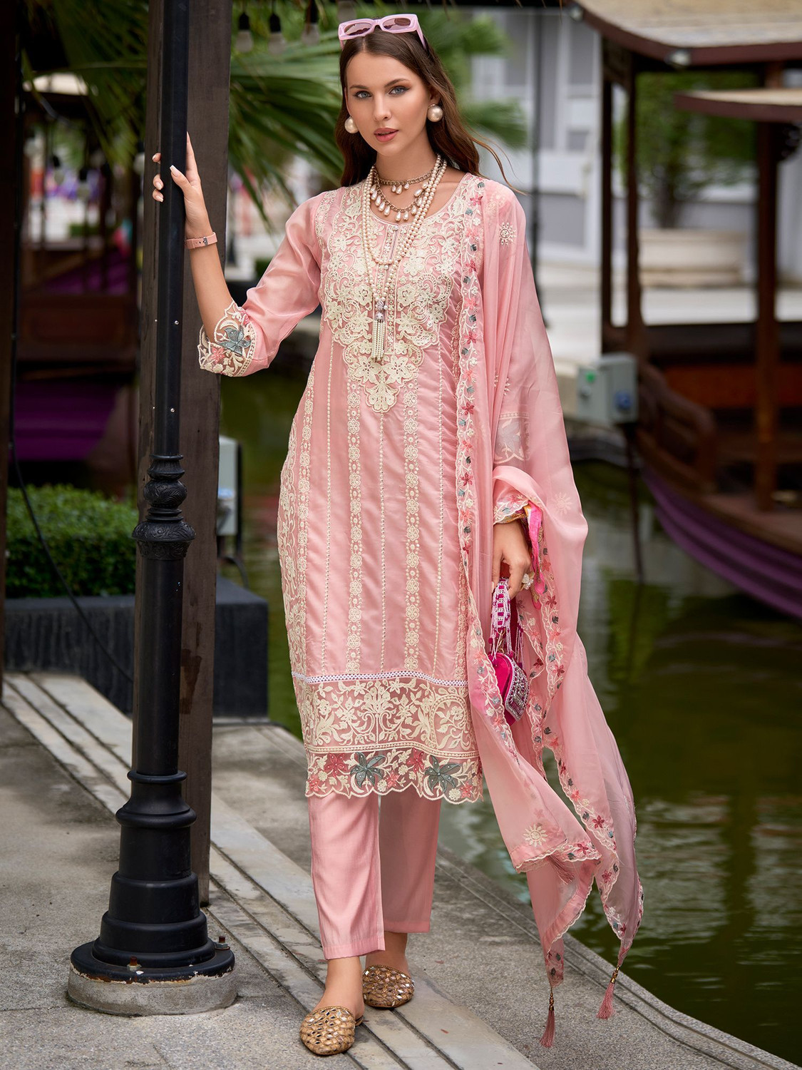 Image of Indo Era Women Kurta Pant Dupatta Set