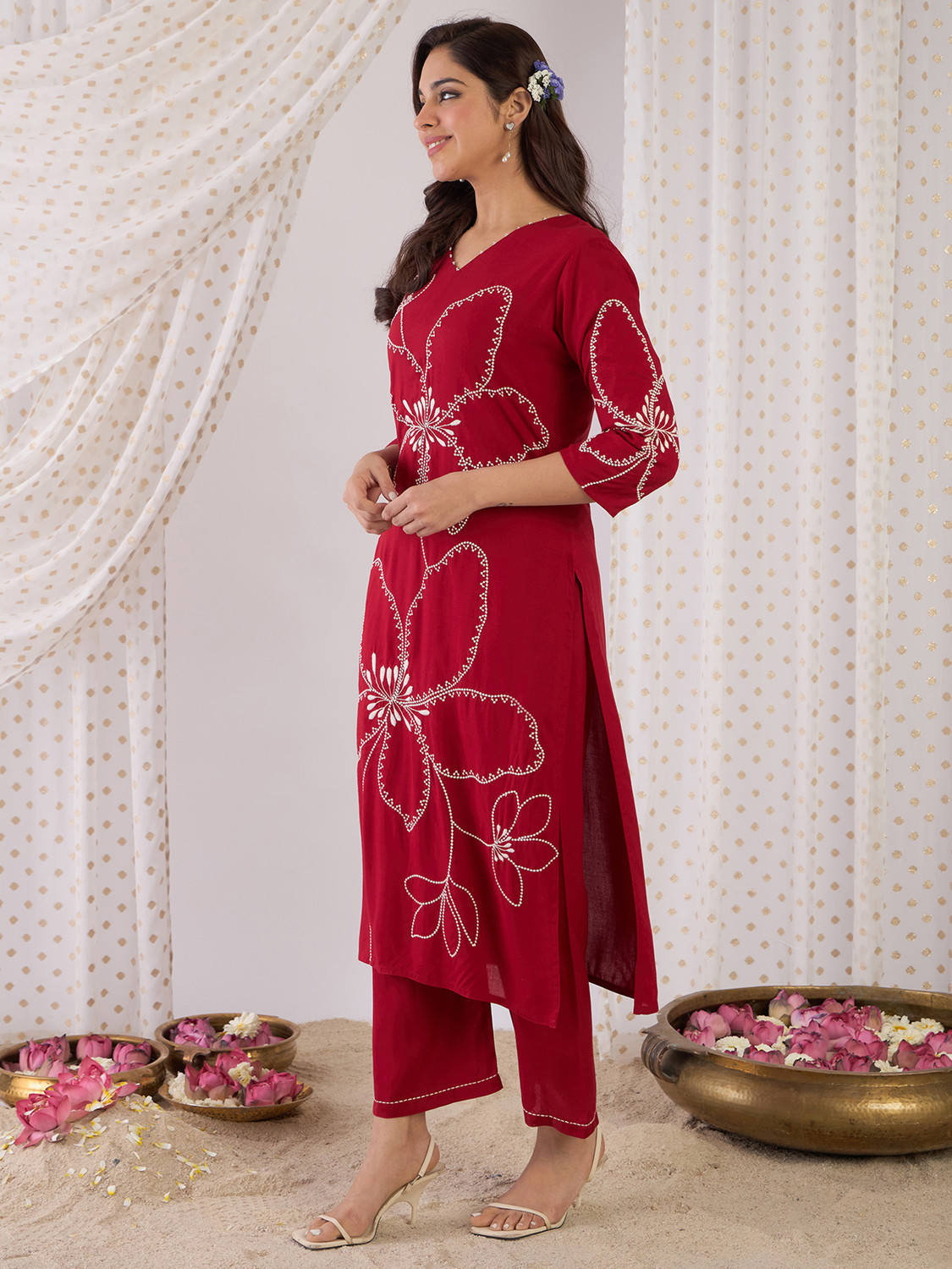 Image of Indo Era Women Kurta Palazzo Set