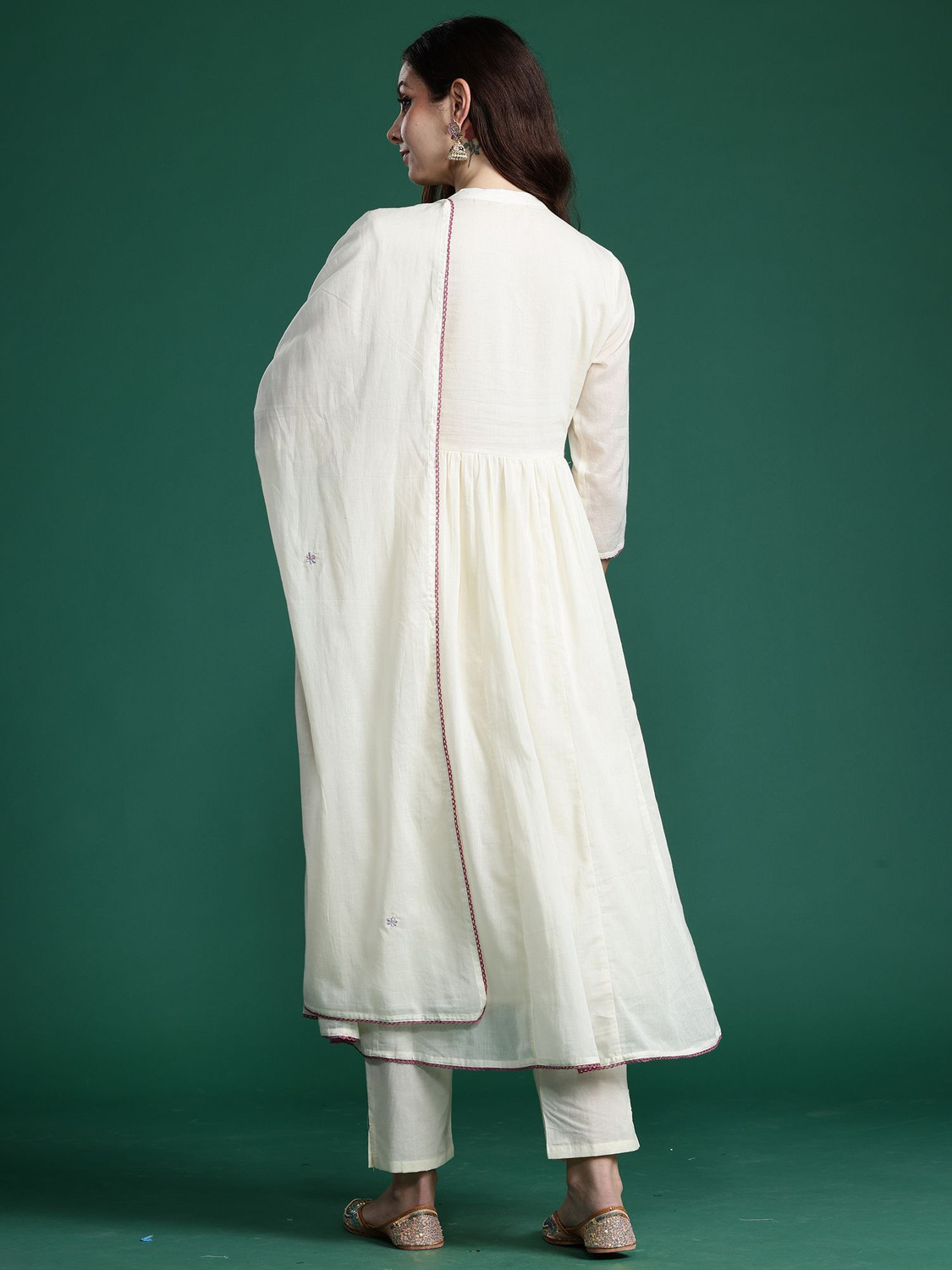 Image of Indo Era Women Pure Cotton Kurta Pant Dupatta Set