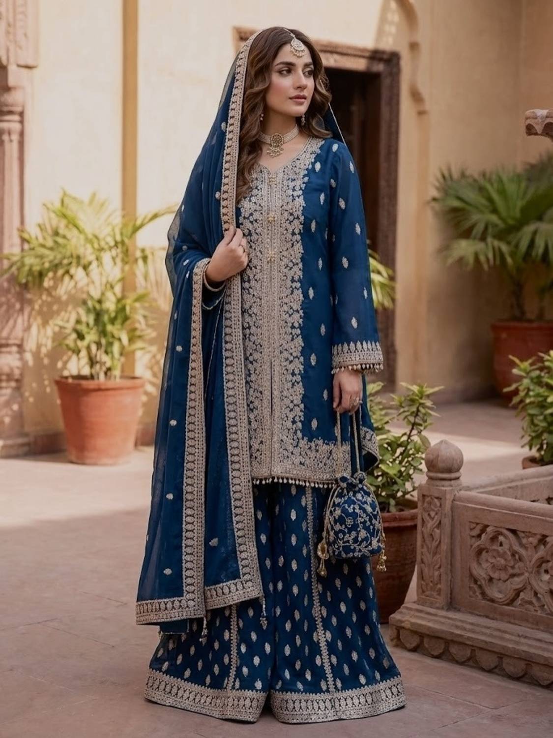 BYRI Women Kurta Sharara Dupatta Set