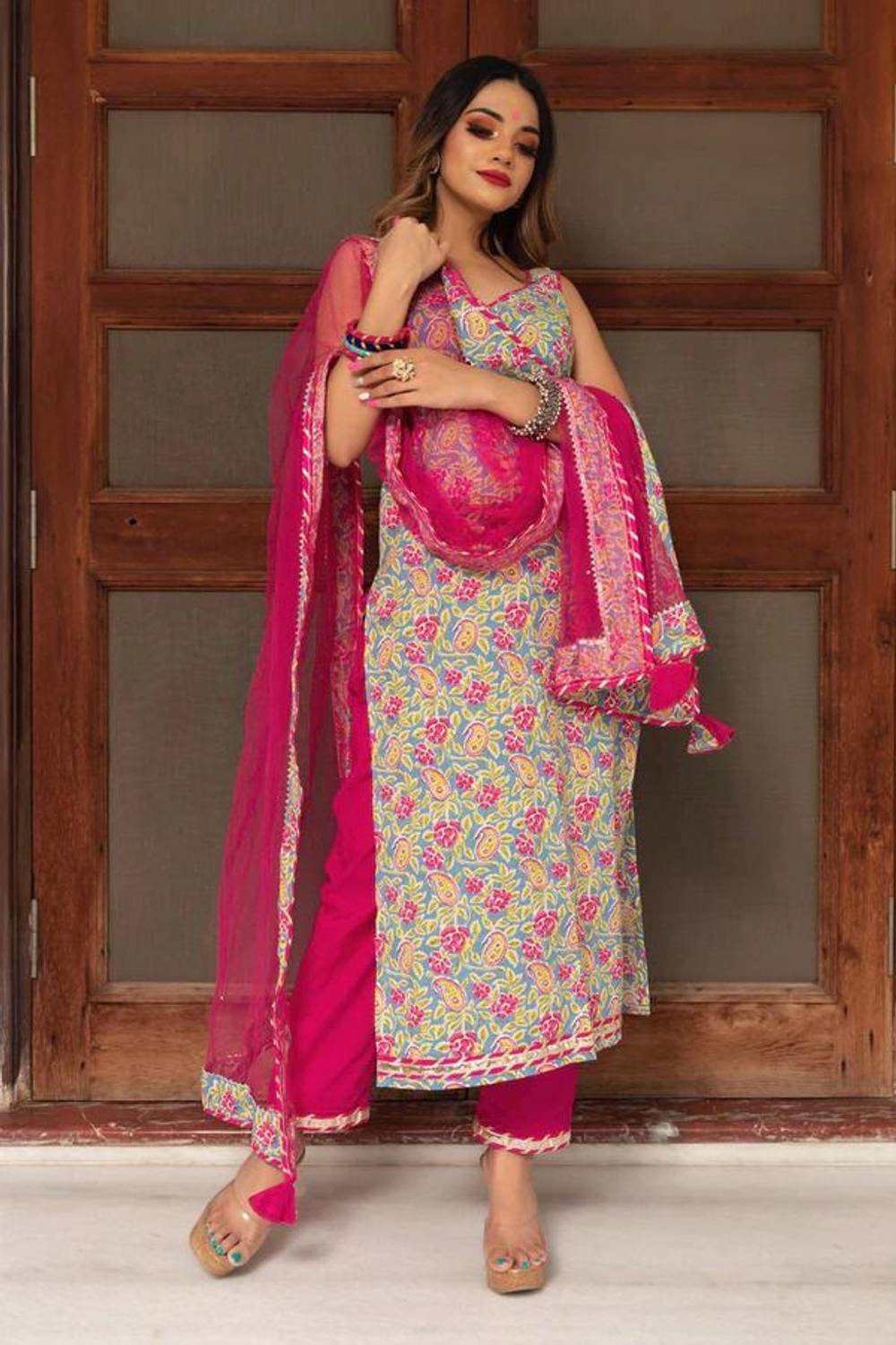 KAILASH Women Kurta Sharara Dupatta Set