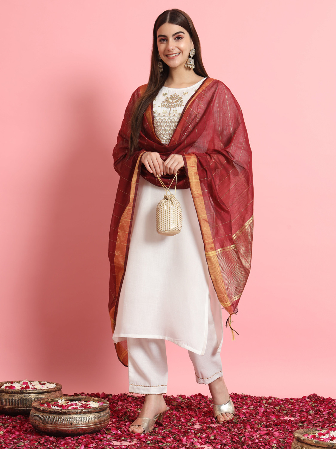 Image of VredeVogel Women Kurta Pant Dupatta Set