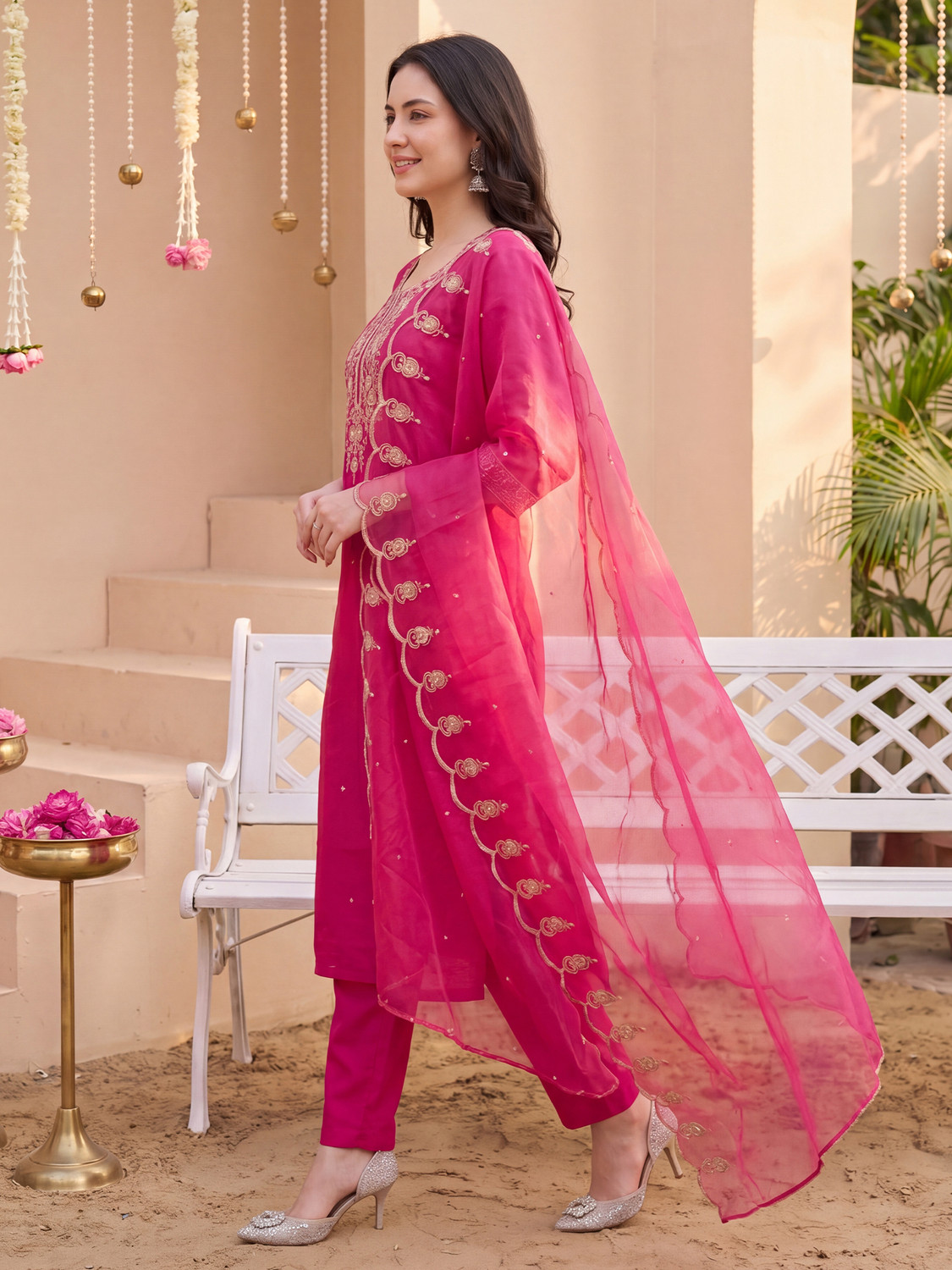 Image of Indo Era Women Kurta Pant Dupatta Set