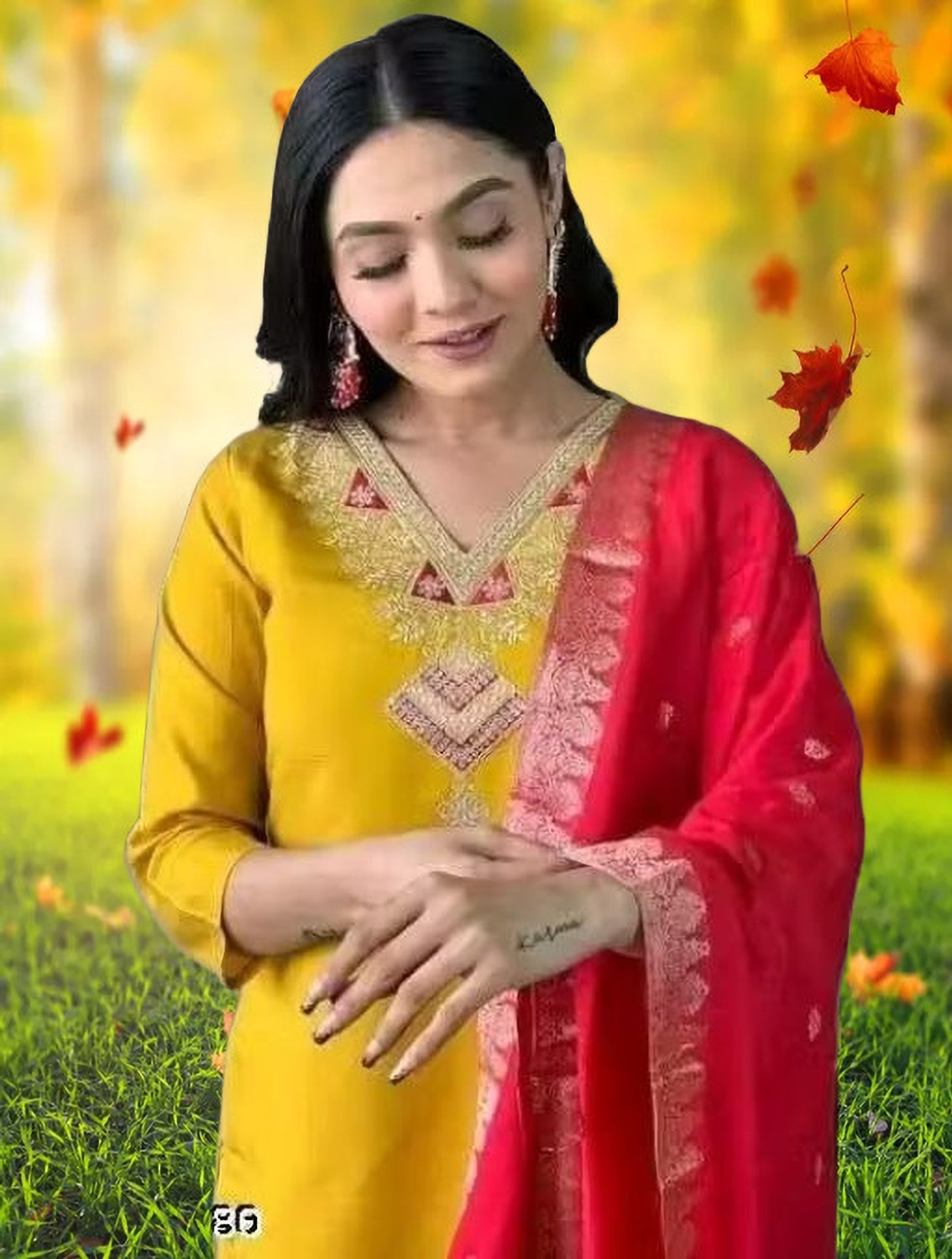 Image of Vobbler Women Kurti Pant Dupatta Set