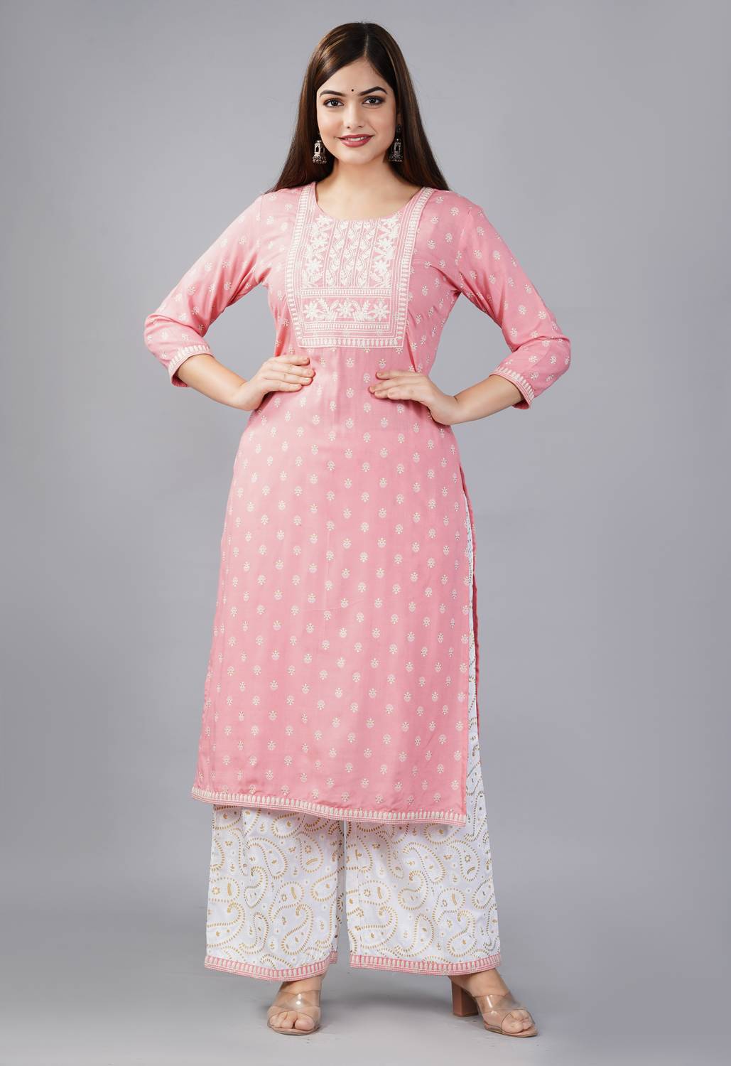 ANJAYA Women Kurta Palazzo Set