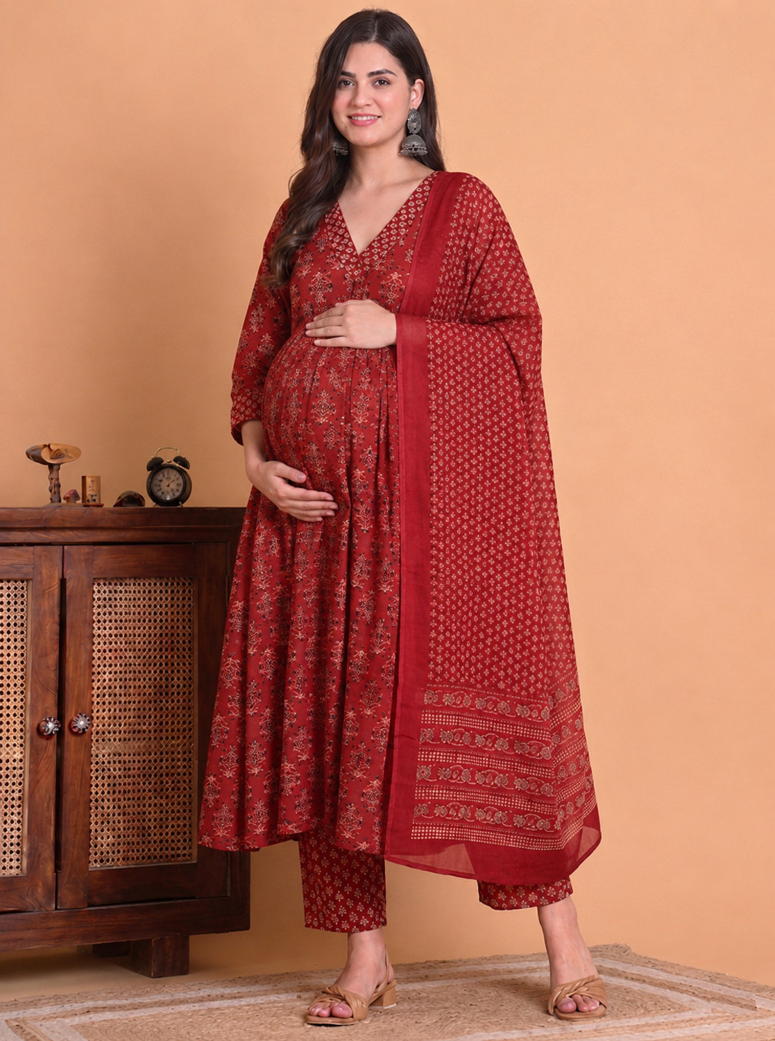 Image of sky fab Women Kurta Pant Dupatta Set