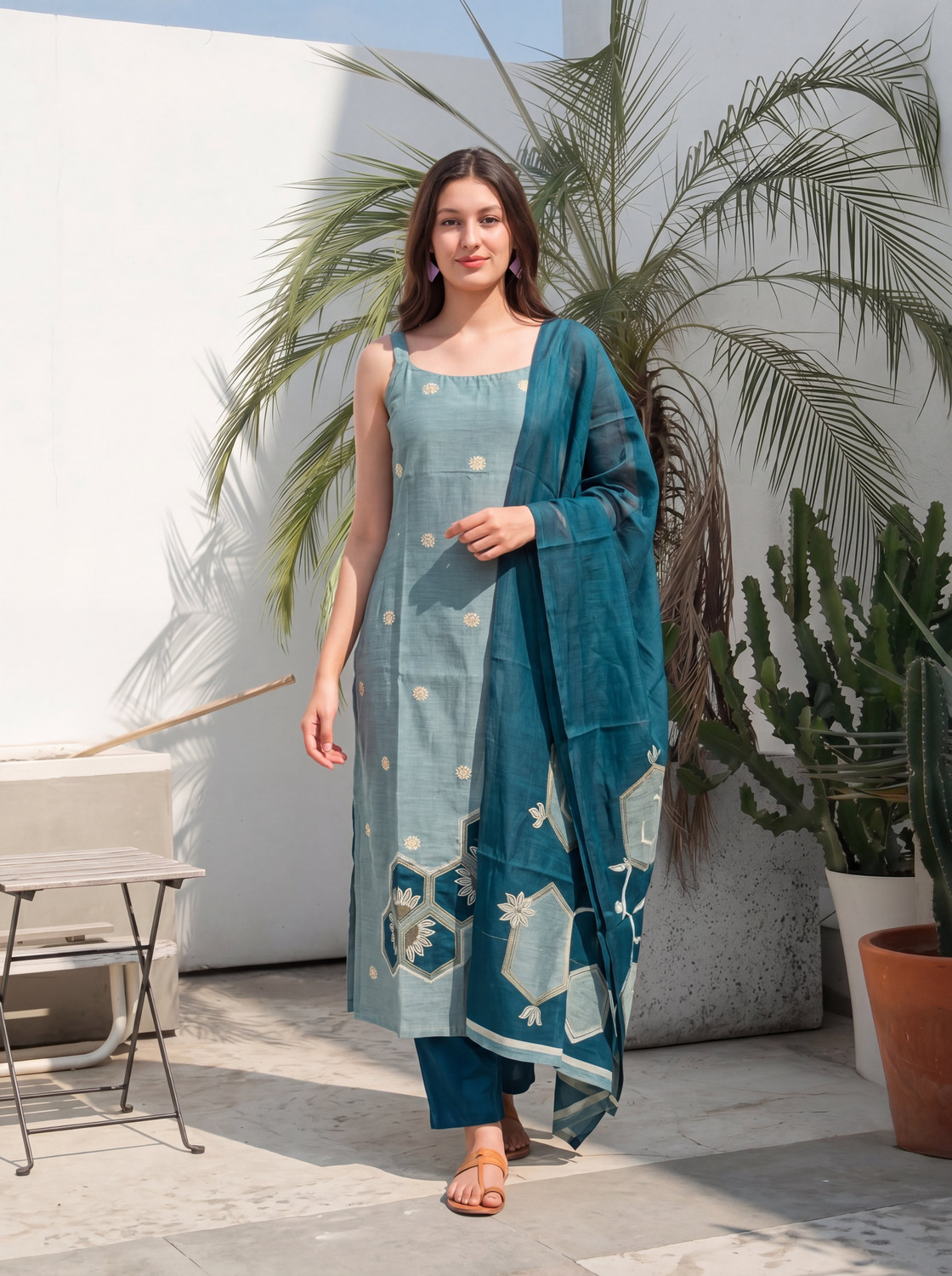 Image of SHREENATHJI TEXTILE Women Kurta Pant Dupatta Set