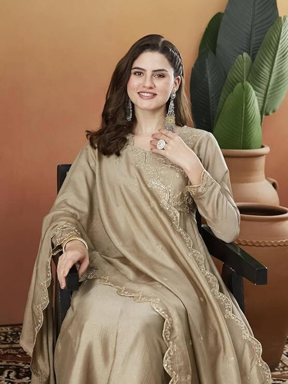 ARVILAS Embroidered Kurta, Trouser/Pant & Dupatta Set