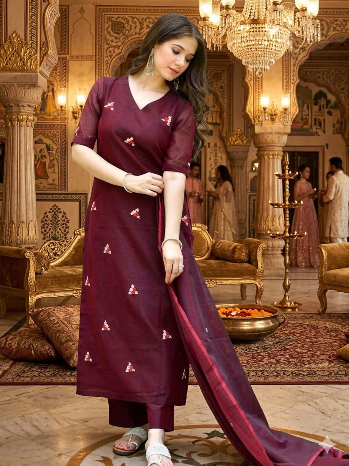 Image of Aatvi Women Kurta Pant Dupatta Set