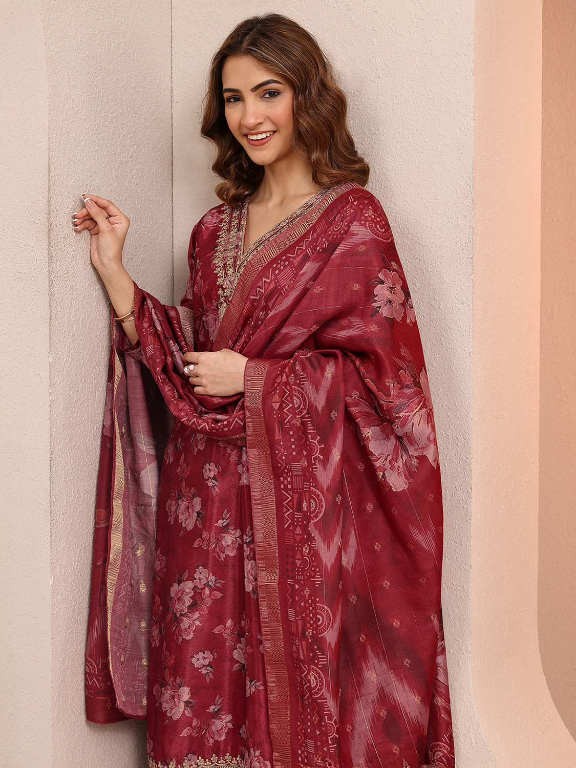 Image of LIBAS Women Kurta Palazzo Dupatta Set