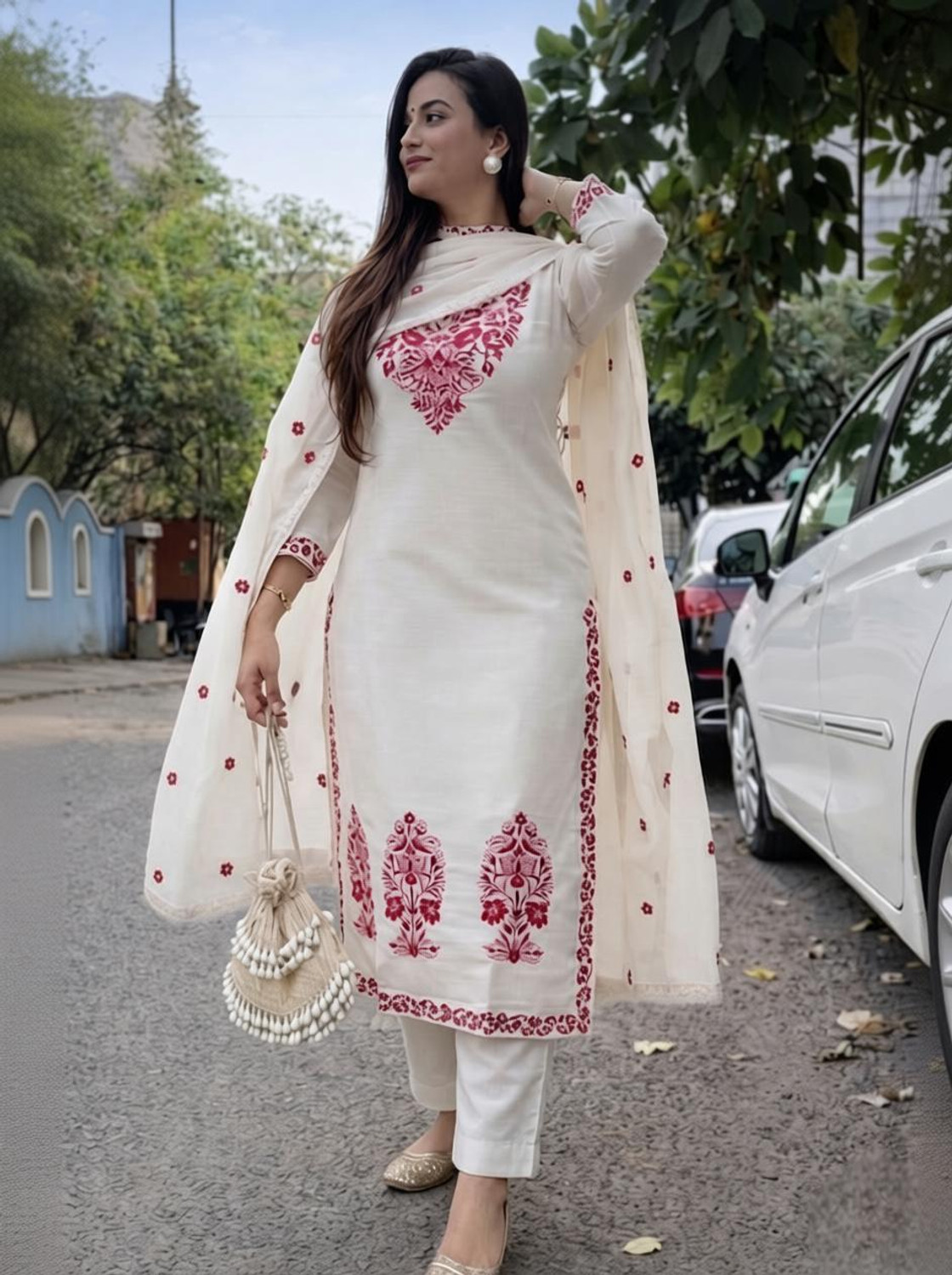 Image of PILUDI Women Kurta Pant Dupatta Set