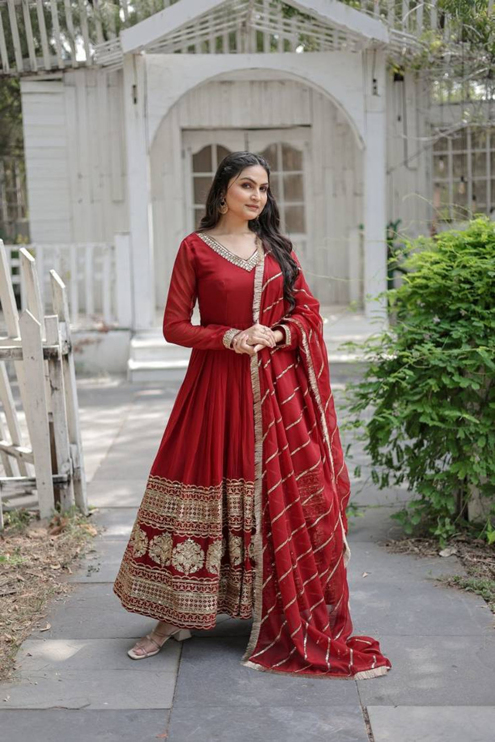 Image of KALINI Women Georgette Kurta Dupatta Set